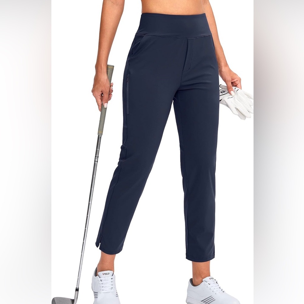 Amazon Women's Navy Cropped High-Waist Golf Pants